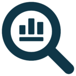 magnifying glass with graph icon image
